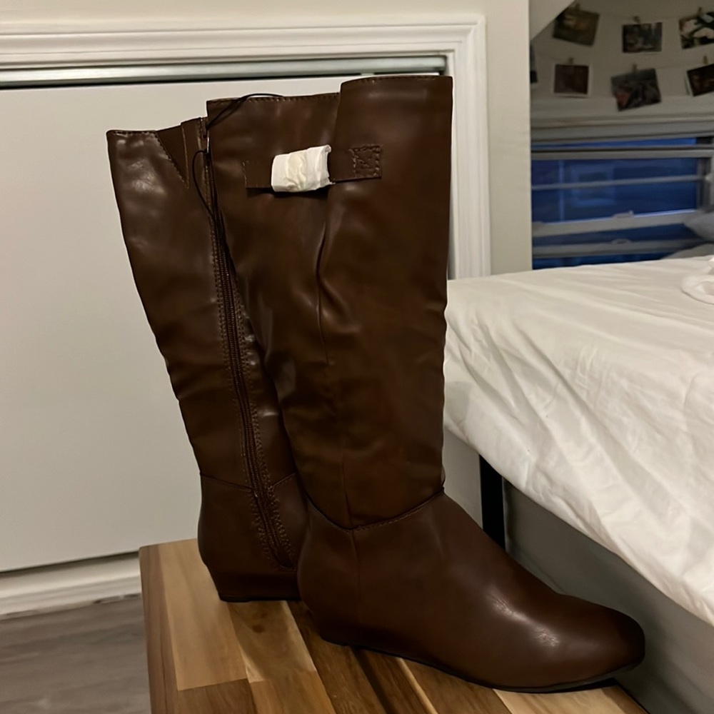 High brown boots